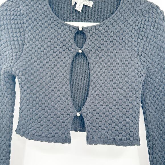 Urban Outfitters UO Womens Dark Going Out Piper Textured Keyhole Crop Sweater M - Picture 3 of 7
